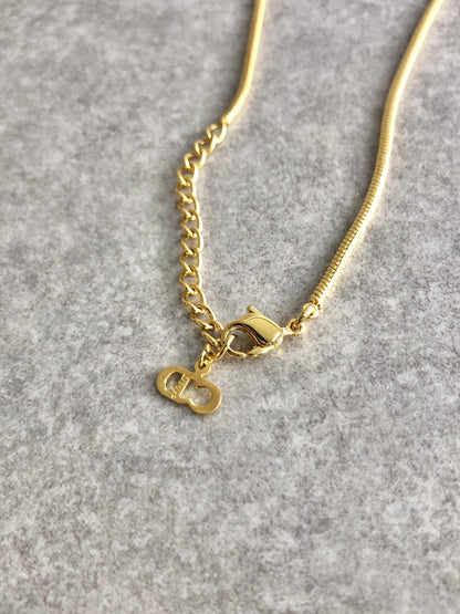 Christian Dior D Motif Necklace Gold Vintage ndfvy4