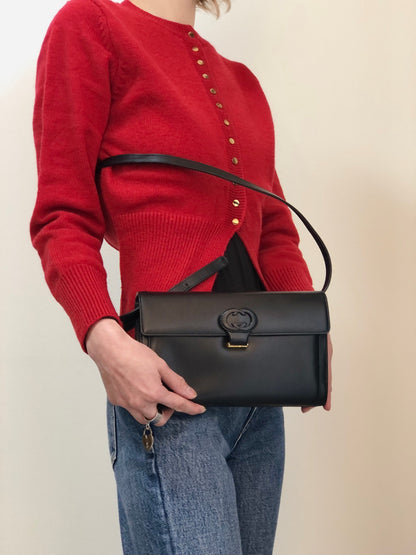 GUCCI GG logo Shoulder bag Black Vintage ugbam2