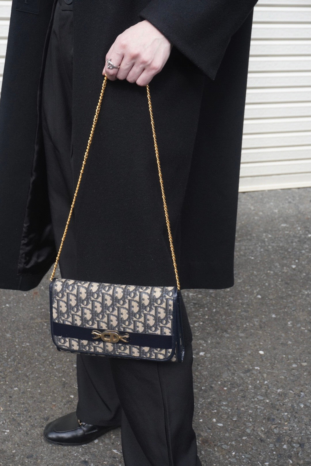 Christian Dior Trotter Chain Shoulder bag Navy Vintage rphic5