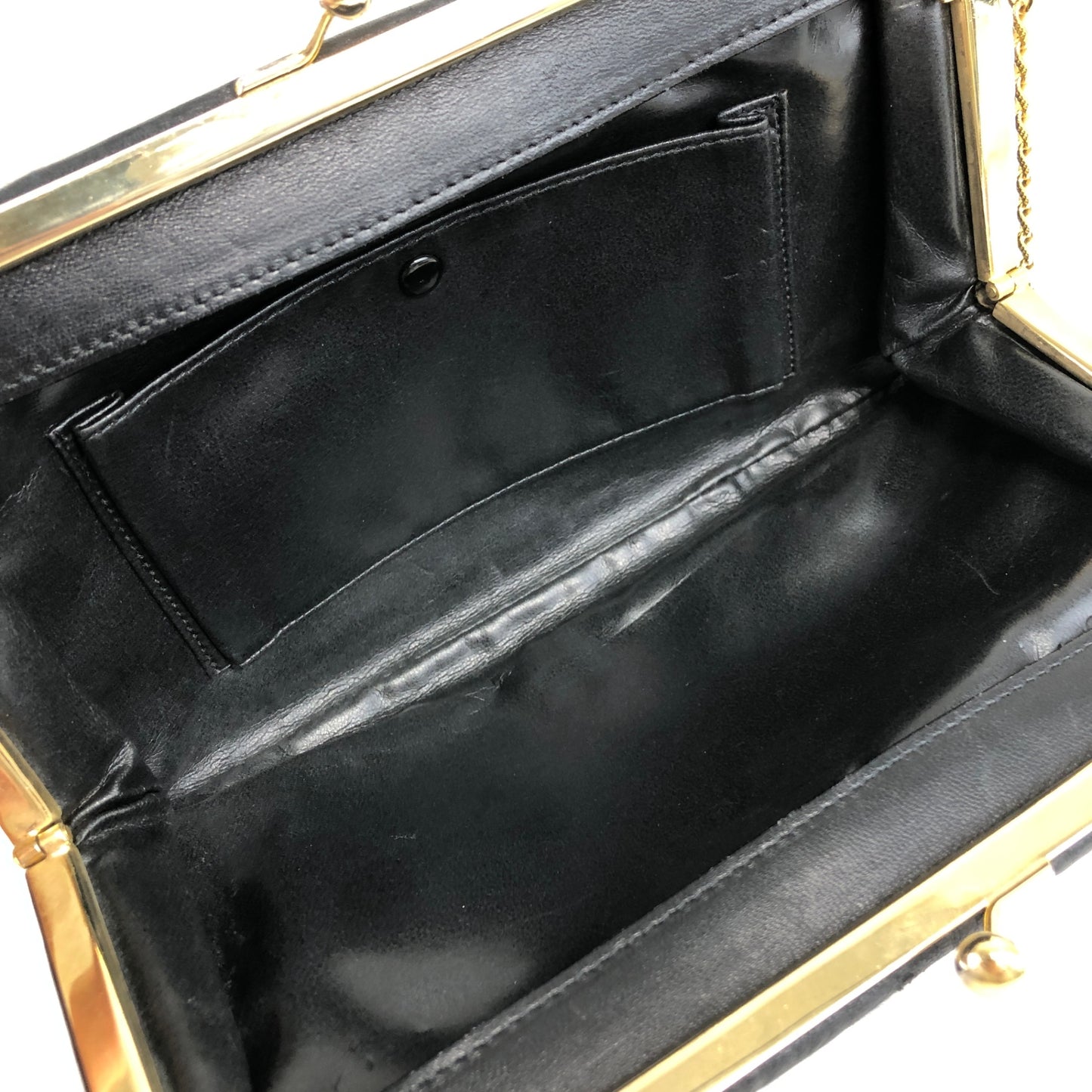 CELINE Triomphe Metal Clasp Chain Shoulder bag Black Vintage nc5c3h
