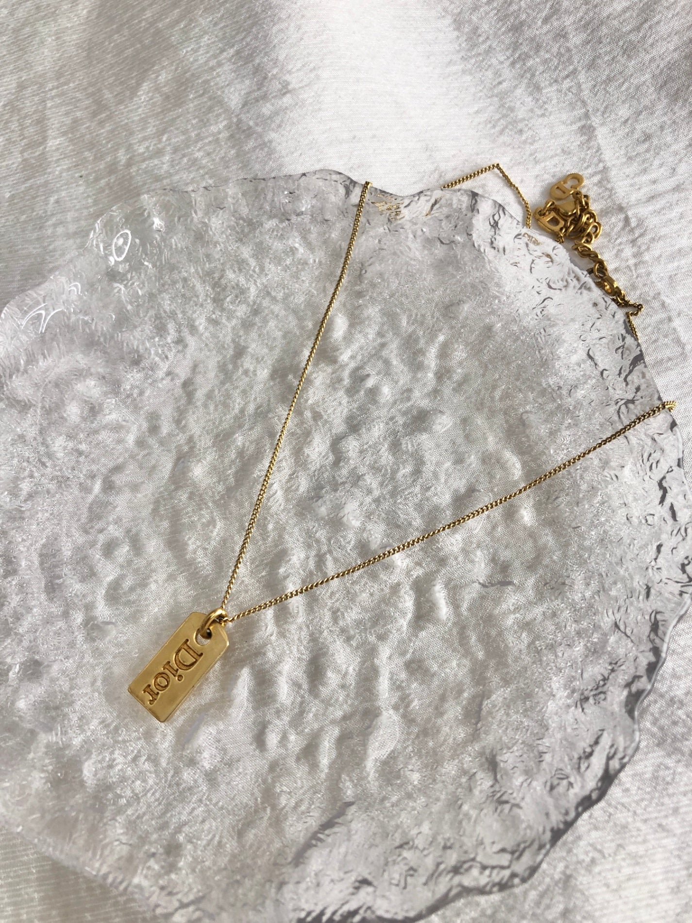 Christian Dior Logo Motif Necklace Gold Vintage nhfy64