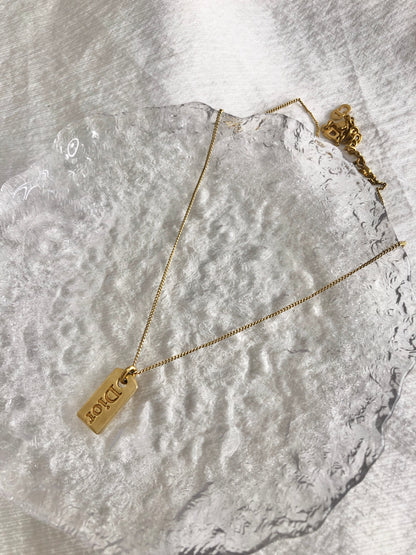 Christian Dior Logo Motif Necklace Gold Vintage nhfy64