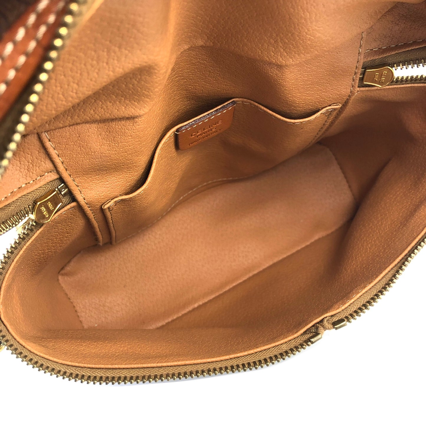 CELINE Macadam Circle Charm  PVC Leather Two-way Handbag Shoulder bag  Vanity bag Brown Vintage x573bx