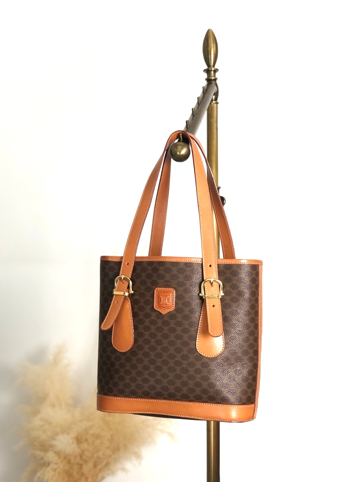 CELINE Macadam Blason Handbag Totebag Brown Vintage 8jw5jg