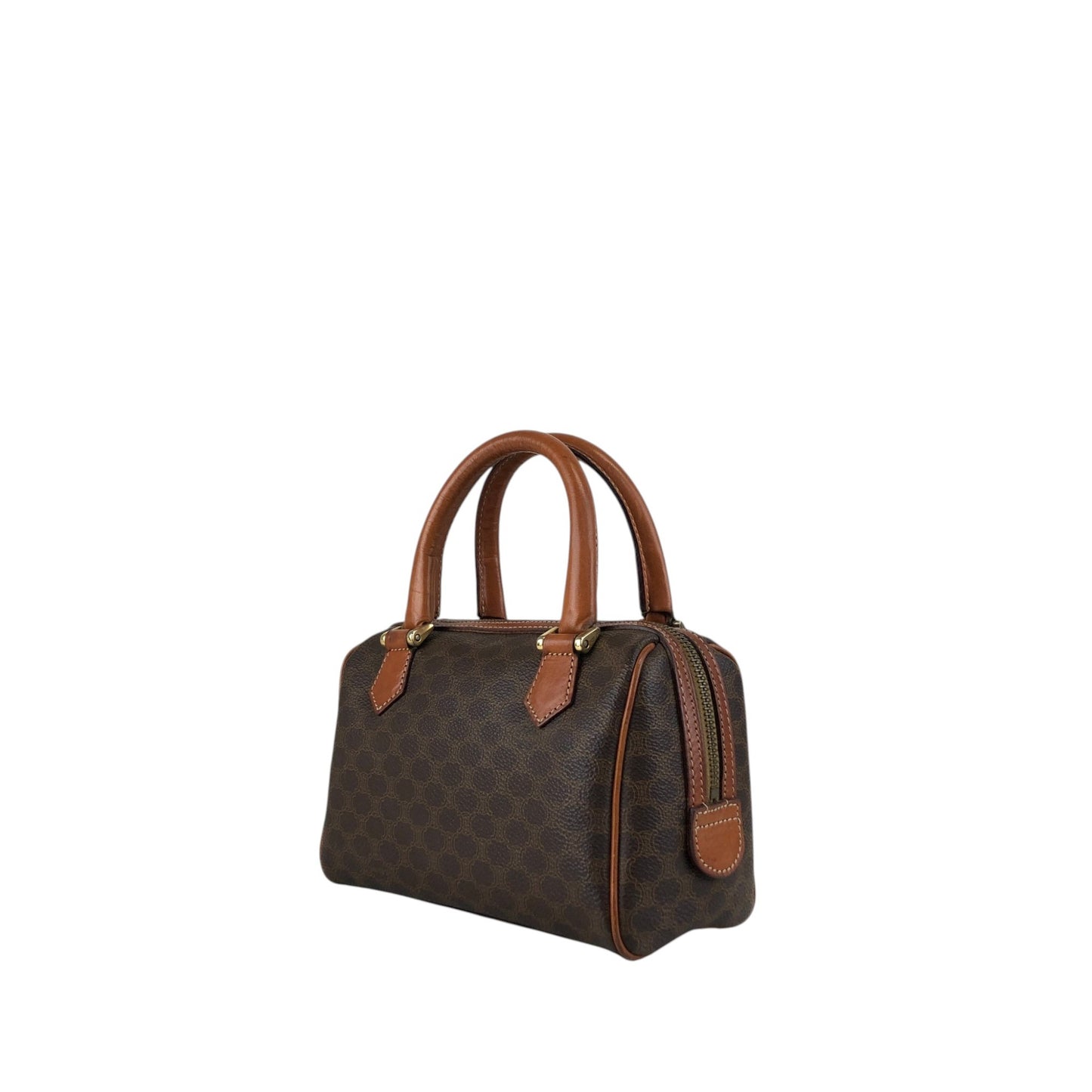 CELINE Macadam Blason Two-way Small Boston bag Shoulder bag Brown Vintage 2kpnhi