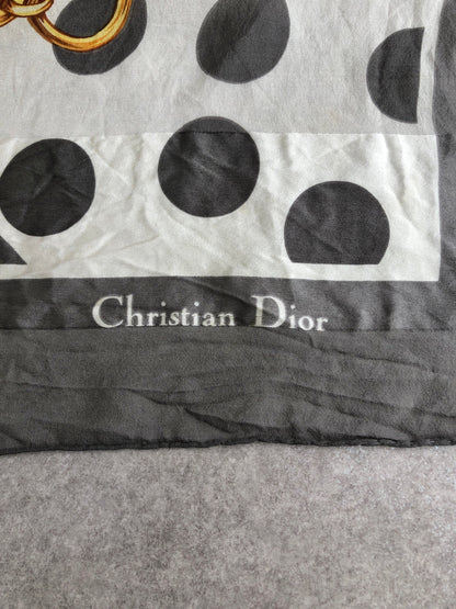 Christian Dior Scarf Silk Gray Vintage y8i6vb