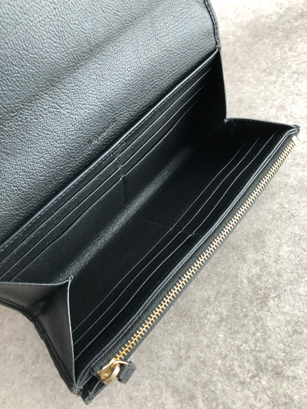 Yves Saint Laurent YSL Logo Long Wallet Black Vintage ipdgzz