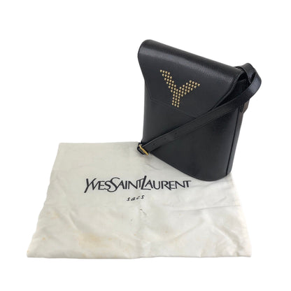 Yves Saint Laurent Logo Stitch Shoulder bag Black Vintage umrsfj