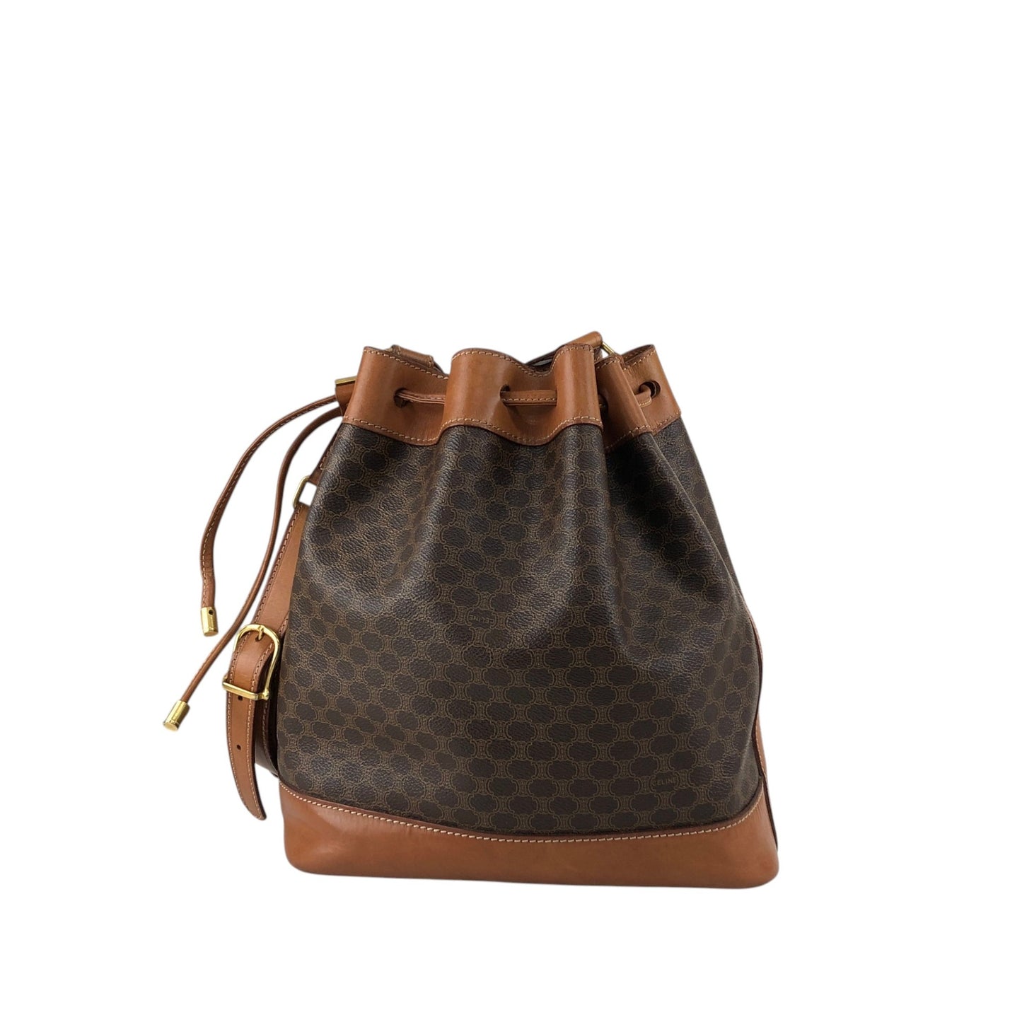 CELINE Macadam Drawstring Shoulder bag Brown Vintage v7knp2