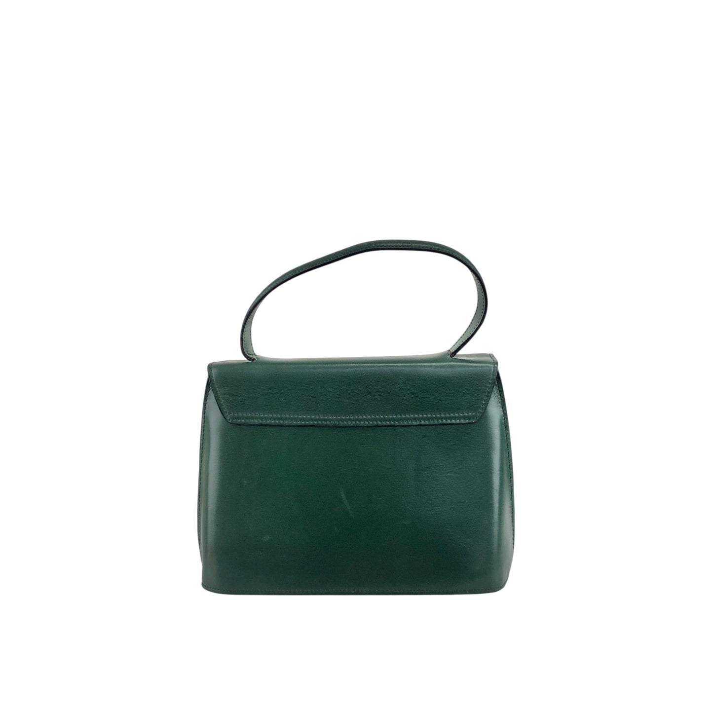 CELINE Gancini Handbag Dark Green Vintage sxajh2