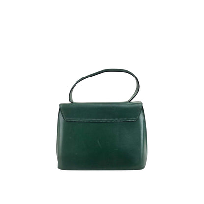CELINE Gancini Handbag Dark Green Vintage sxajh2