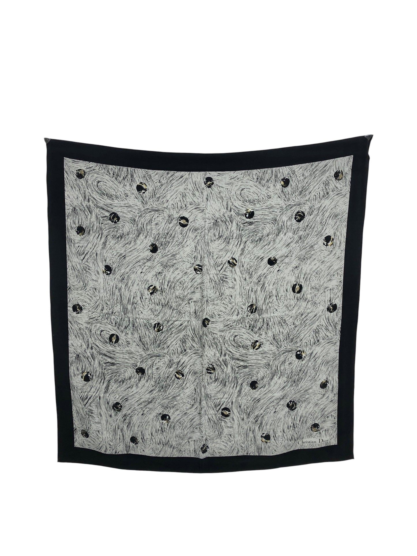 Christian Dior SILK Scarf White×Gray Vintage 47xbcu