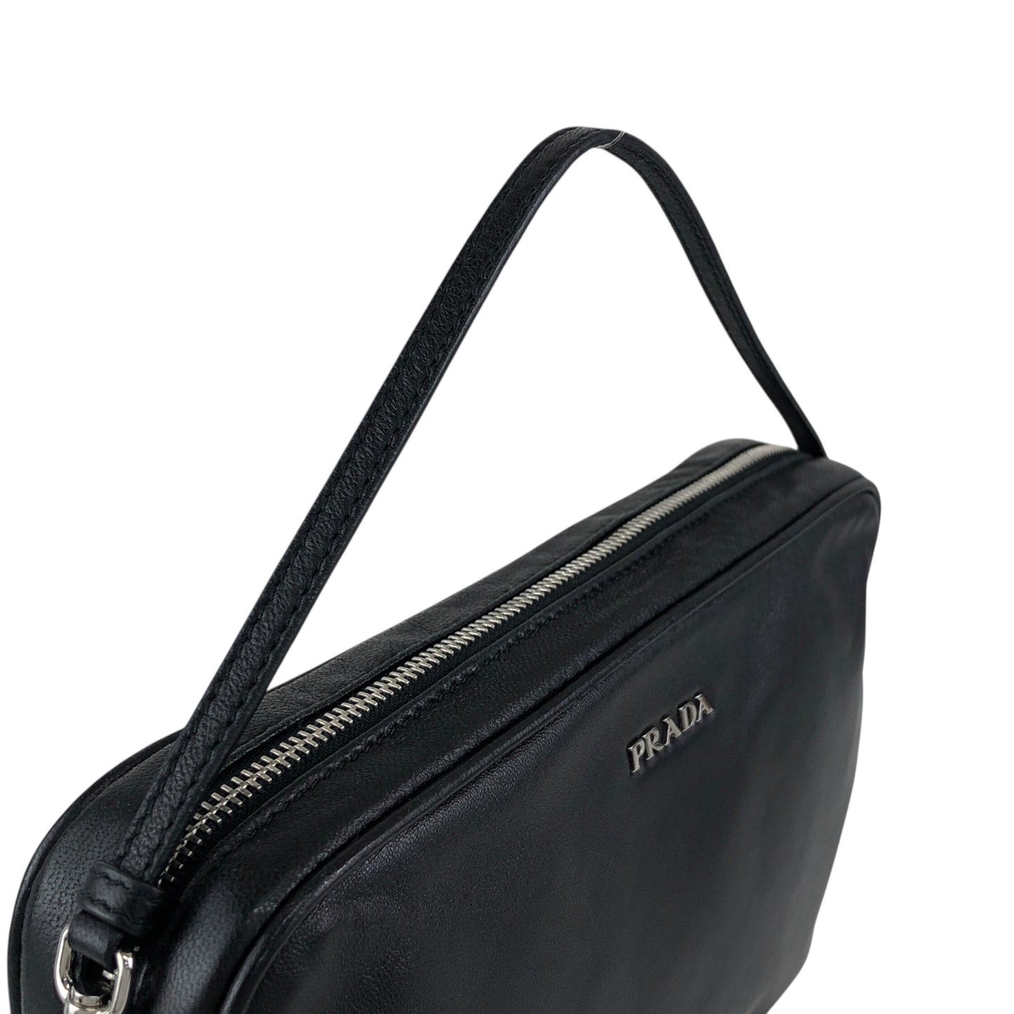 PRADA Logo Pouch Black Vintage e5kf4y