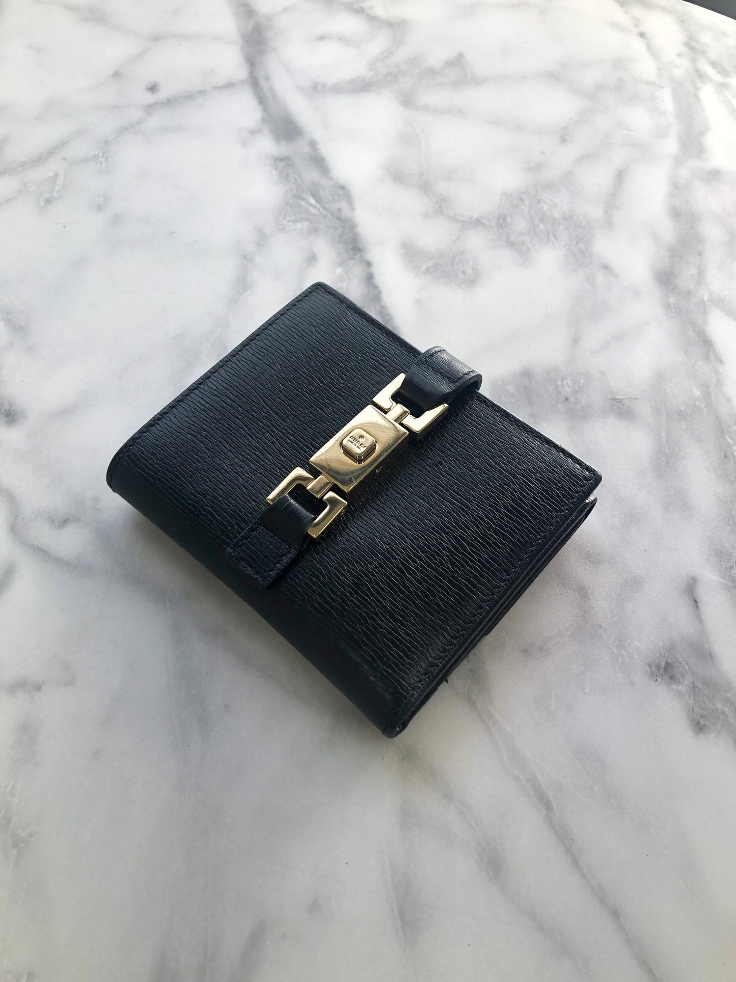 GUCCI Jackie Folded Wallet Black Vintage zawye6