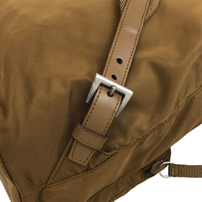 PRADA Triangle Logo Double Pocket Backpack Brown Vintage rne3iv