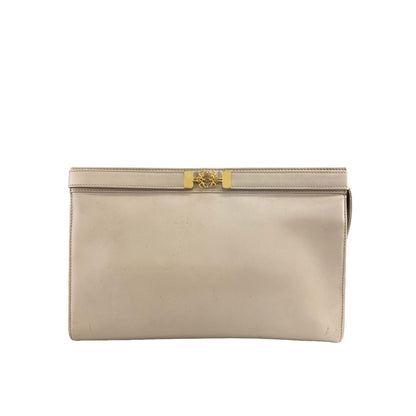 LOEWE Anagram Leather Clutch bag Beige Vintage uz3y2z