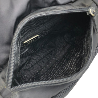PRADA Tessuto Triangle Logo Front Buckle Shoulder bag Black Vintage kyt5ds