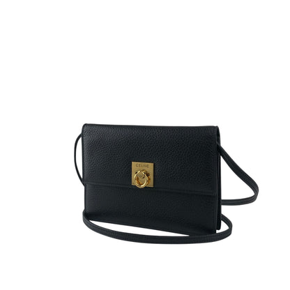 CELINE Gancini Shoulder bag Black Vintage 5hj33y