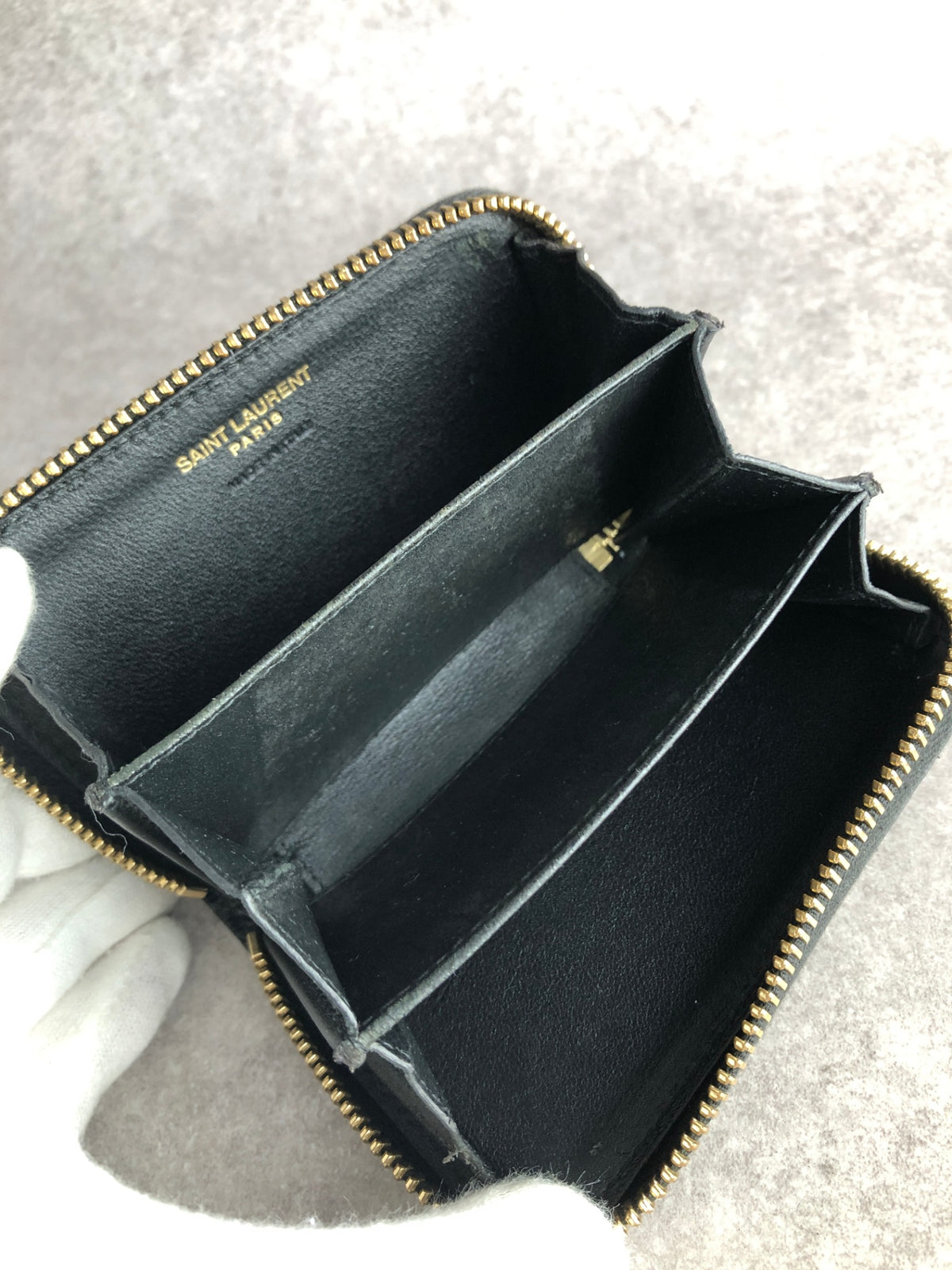 Yves Saint Laurent YSL Logo Coin Purse Black Vintage 3ra84p