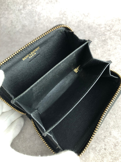 Yves Saint Laurent YSL Logo Coin Purse Black Vintage 3ra84p