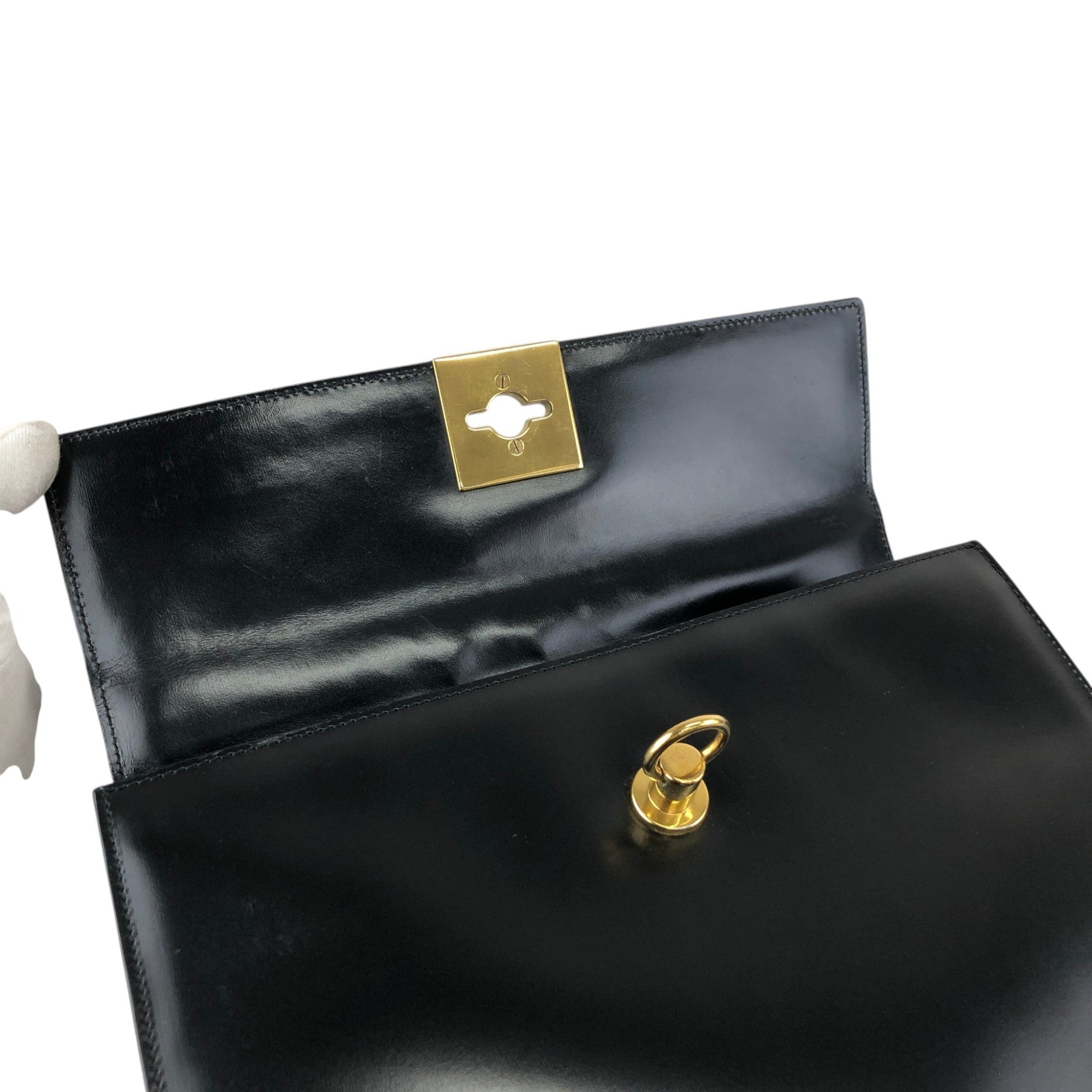 CELINE Gancini Toggle Clasp Handbag Black Vintage gpjwxc
