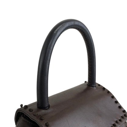 PRADA Logo Embossed Small Handbag Brown Vintage 5zhkhc