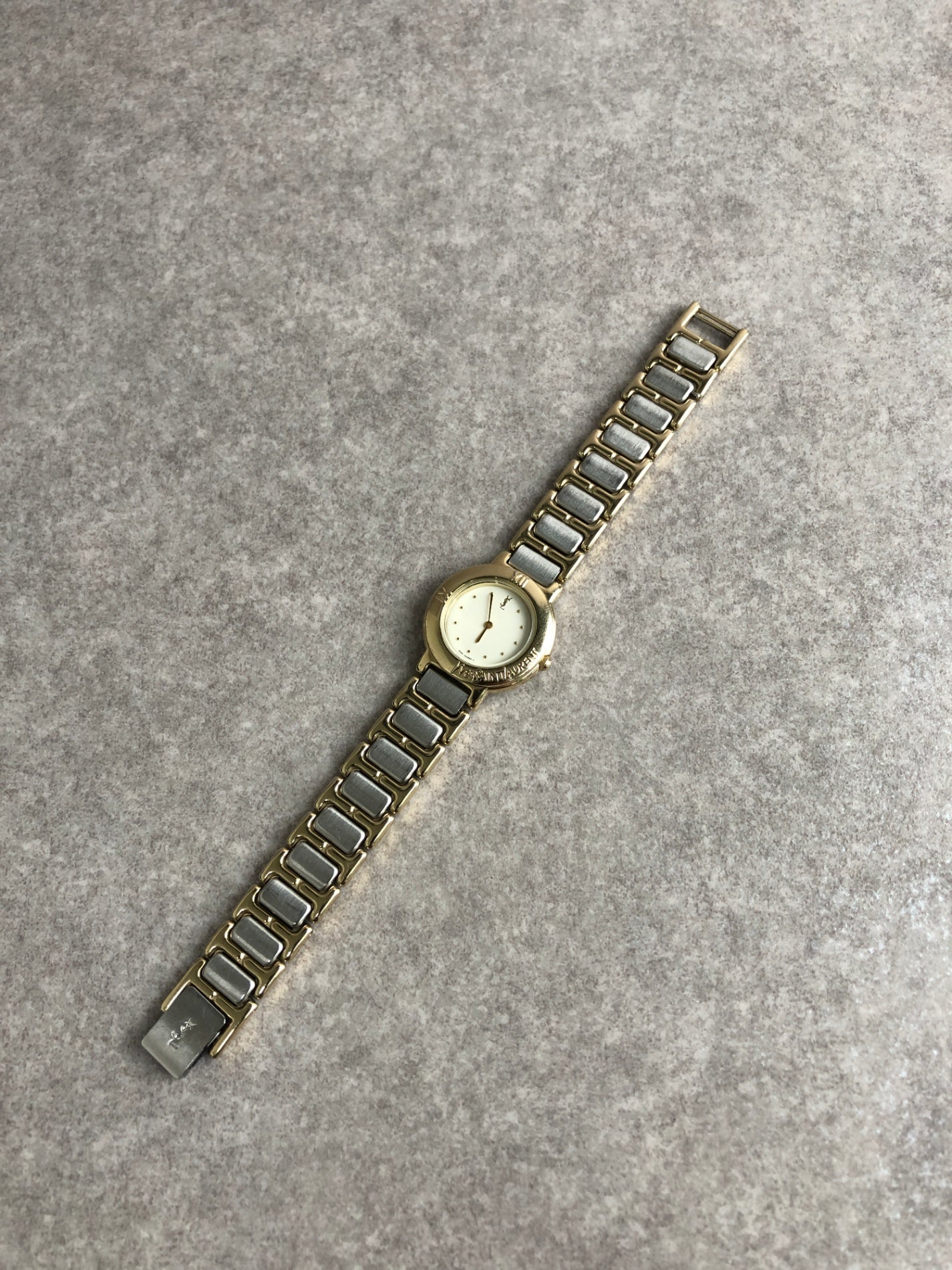 Yves Saint Laurent Quartz Watch Silver×Gold 2200-229789Y Vintage 6vjehs