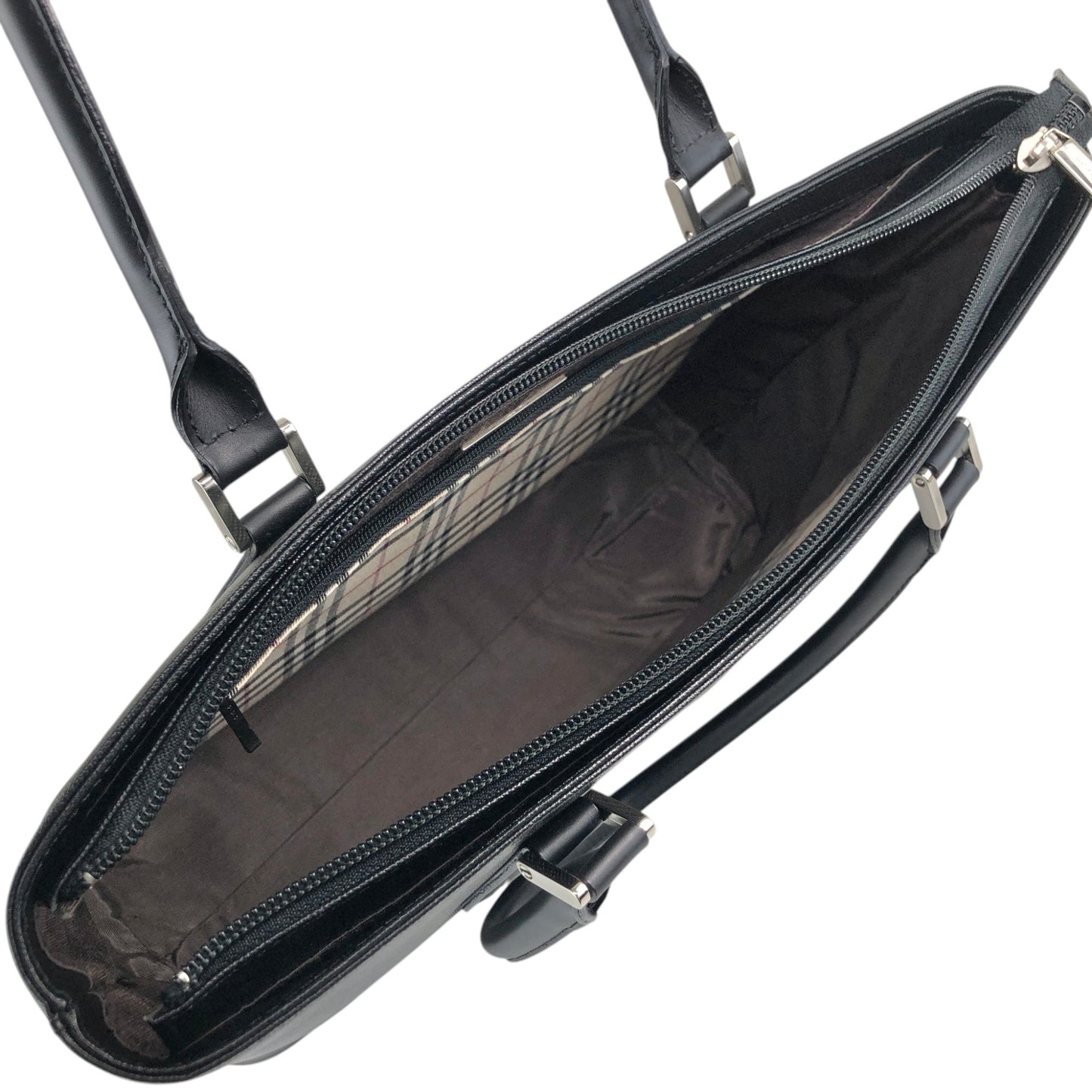 BURBERRY Logo Handbag Totebag Black Vintage behneb