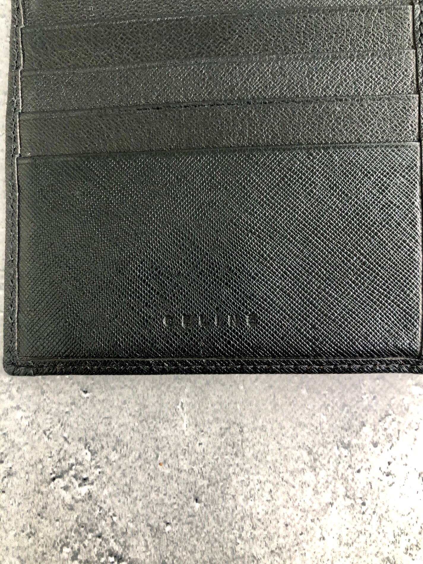 CELINE Macadam Blason Folded Wallet Black Vintage y827bx