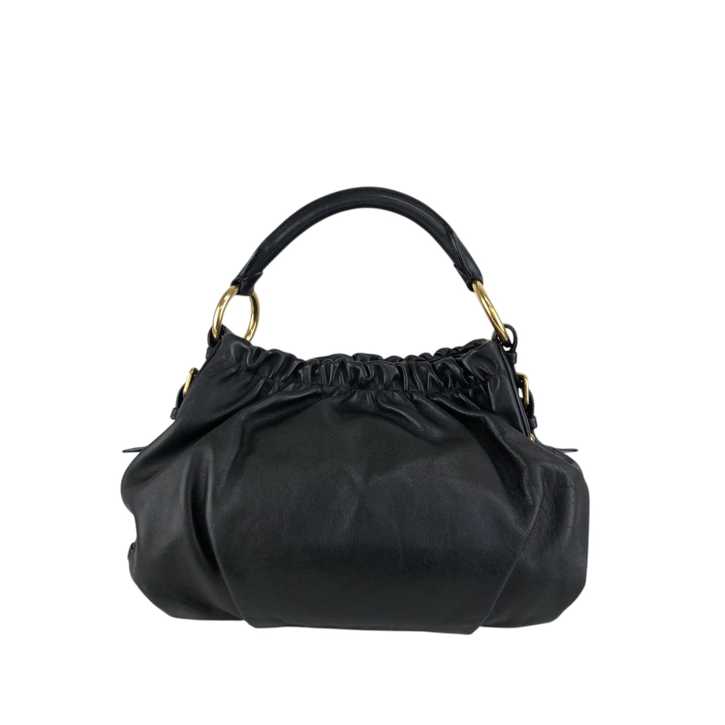 PRADA Logo Shoulder bag Black Vintage guki3f