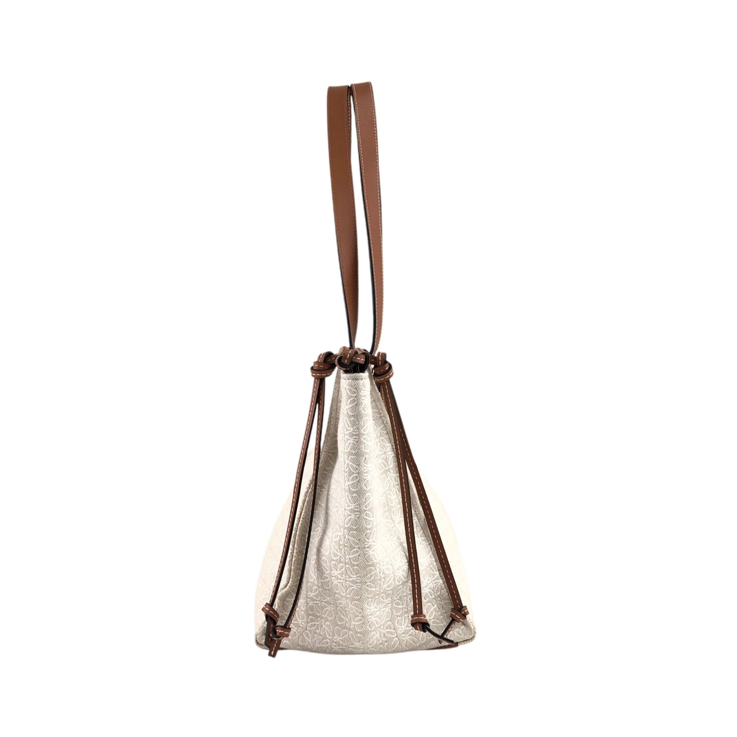 LOEWE Logo Handbag Totebag Beige×Brown Vintage 3yst46