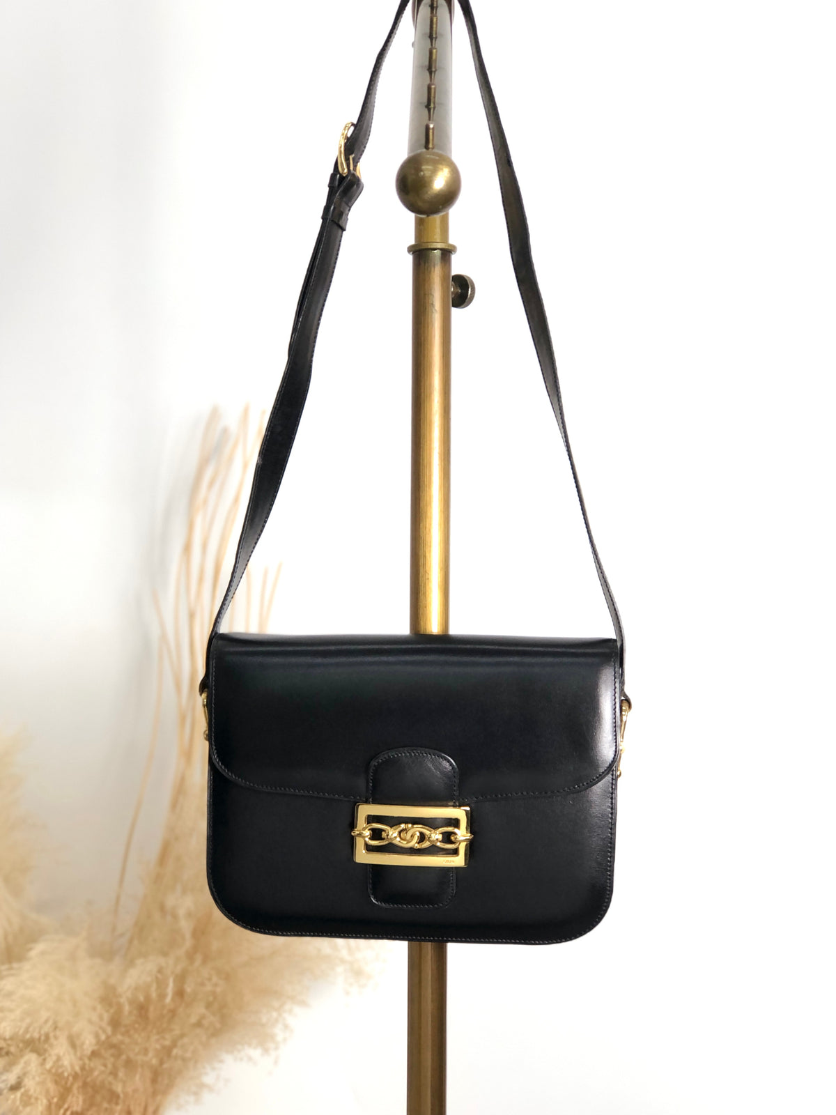 CELINE Horse Bit Shoulder bag Black Vintage jh7wiz