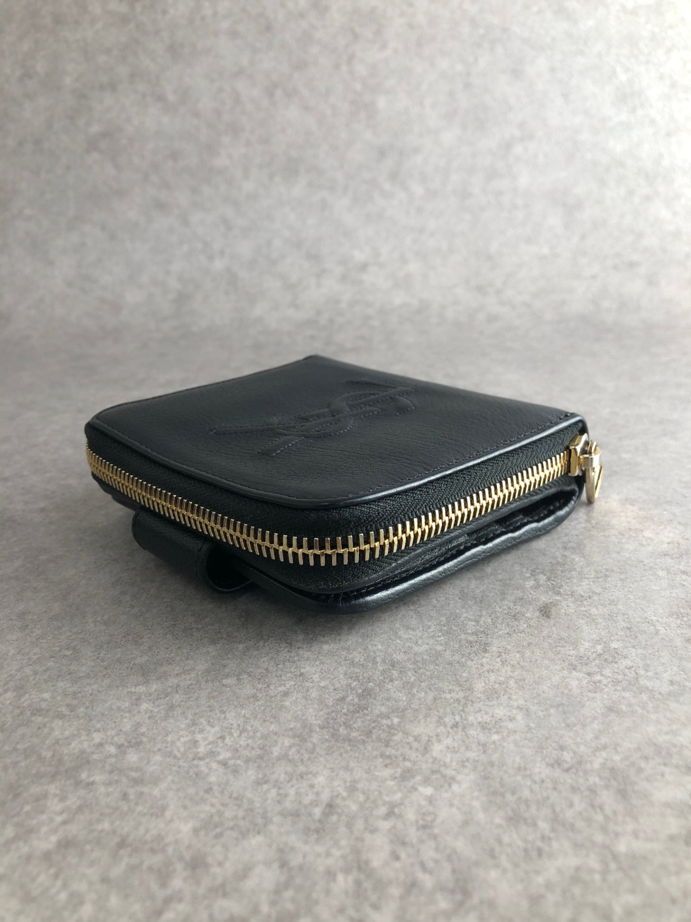 Yves Saint Laurent YSL Logo Folded Wallet Black Vintage xjddhr