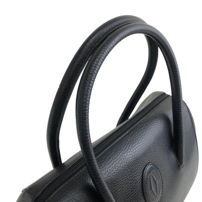 Cartier Leather Handbag Boston bag Black Vintage aki576