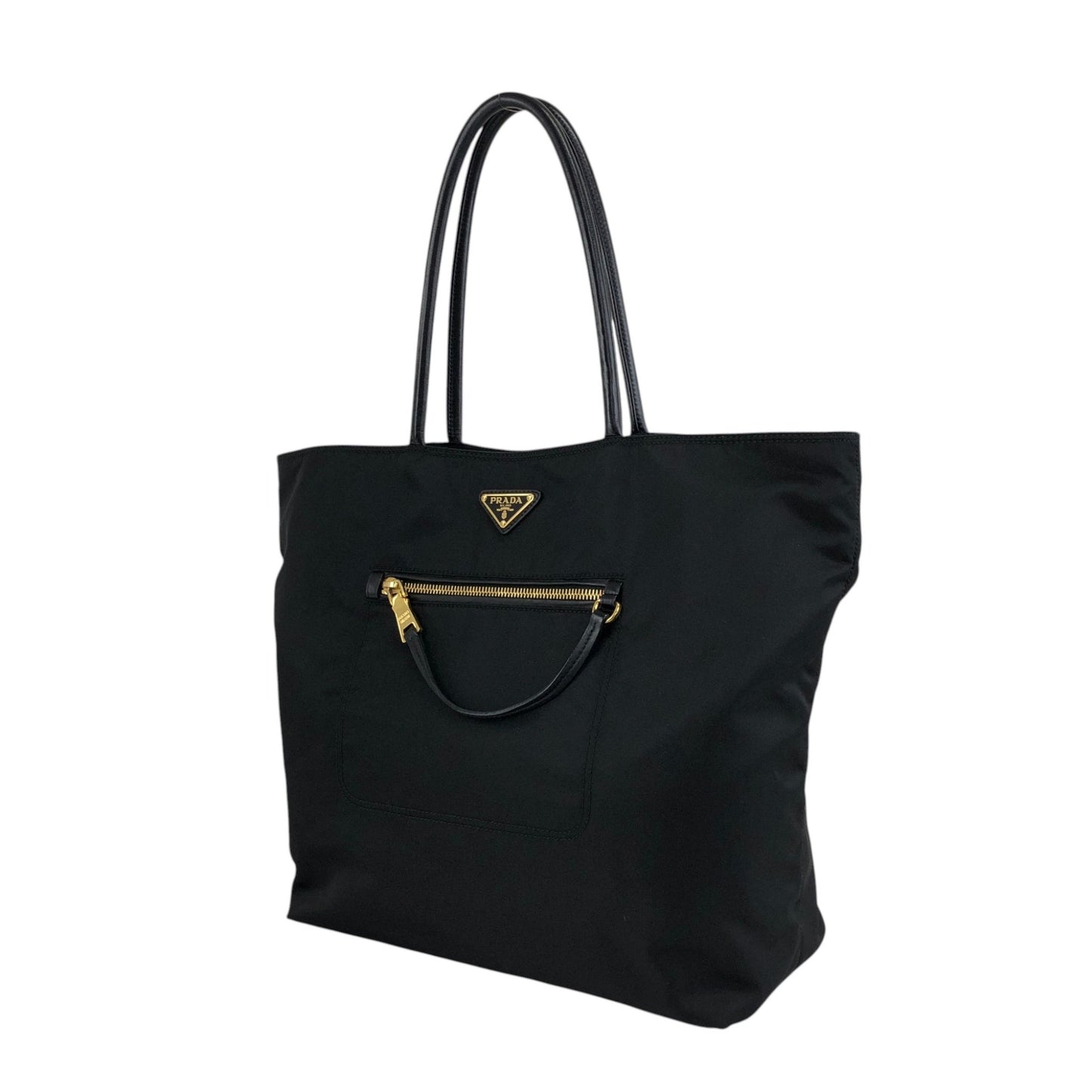 PRADA Tessuto Triangle Logo Handbag Totebag Black Vintage zahf6a