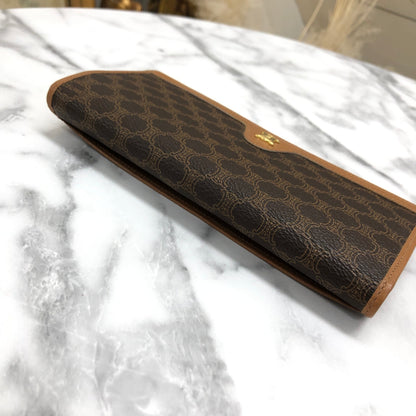CELINE Macadam Triomphe PVC 皮革長皮夾 棕色 復古 7ej5dz
