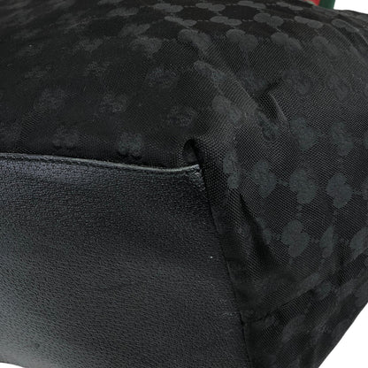 GUCCI Sherry Line GG Canvas Leather Handbag Black Vintage gjg75f