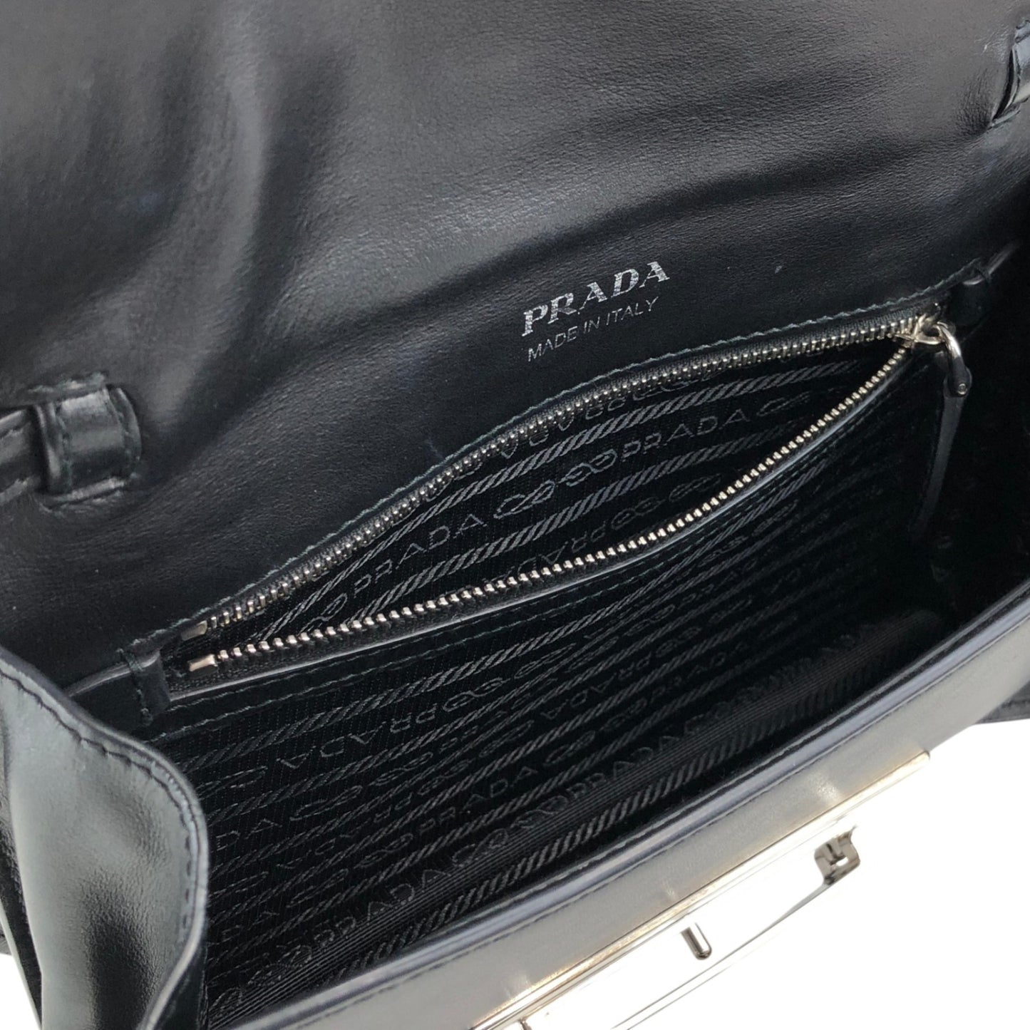 PRADA Logo Ribbon Motif Shoulder bag Black Vintage e3gymr