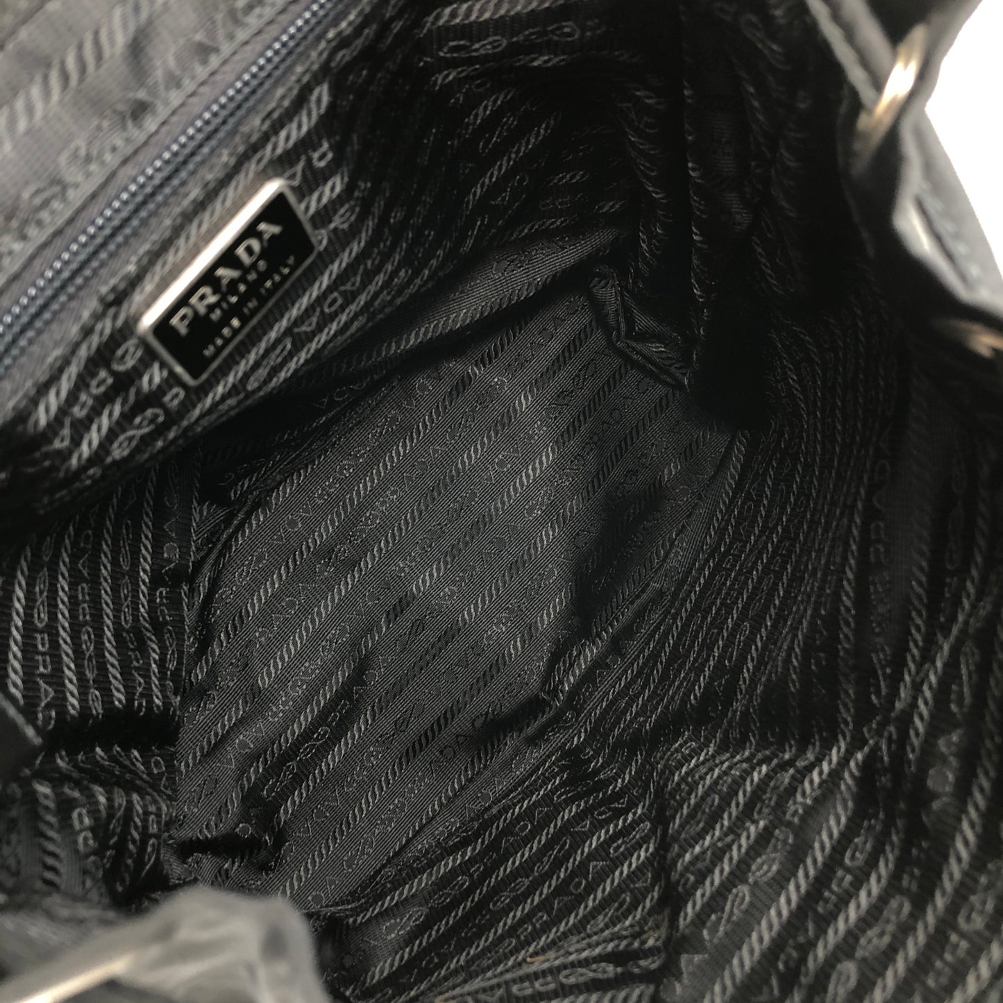 PRADA Triangle Logo Double Pocket Backpack Black Vintage hbs63x
