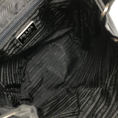 PRADA Triangle Logo Double Pocket Backpack Black Vintage hbs63x