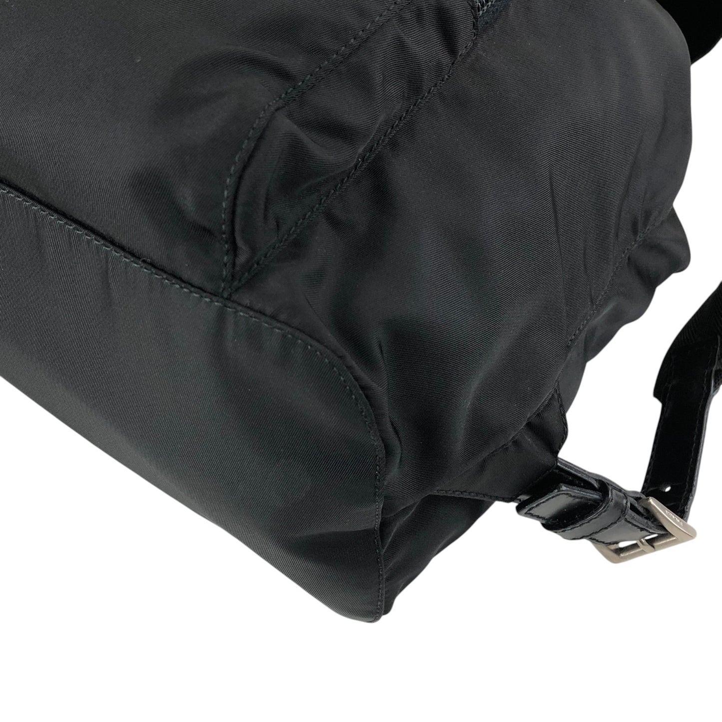 PRADA Tessuto Triangle Logo Front Buckle Backpack Black Vintage bde87k