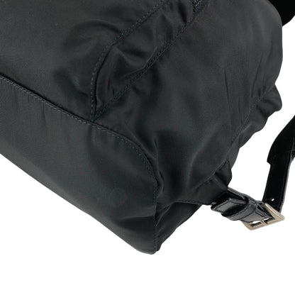 PRADA Tessuto Triangle Logo Front Buckle Backpack Black Vintage bde87k