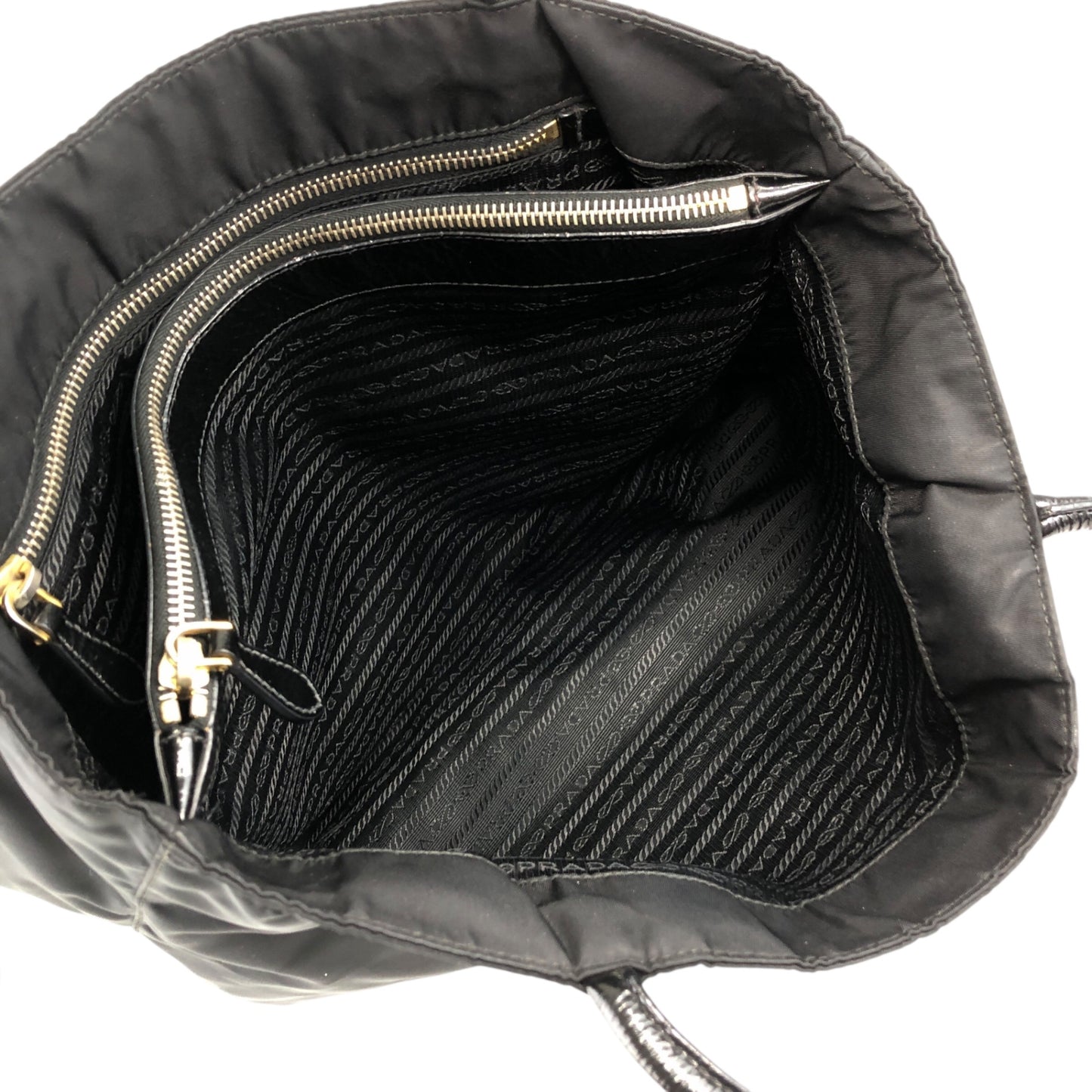 PRADA Tessuto Triangle Logo Handbag Black Vintage yiktvs