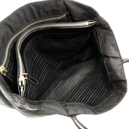 PRADA Tessuto Triangle Logo Handbag Black Vintage yiktvs