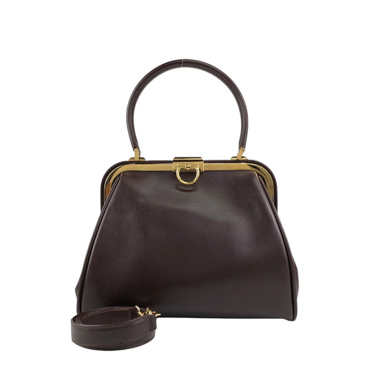 Christian Dior Gancini Metal Clasp Two-way Handbag Shoulder bag Brown Vintage pzns32