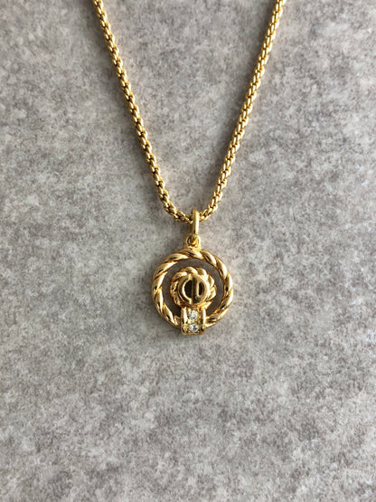Christian Dior CD Logo Necklace Gold Vintage ppz76w