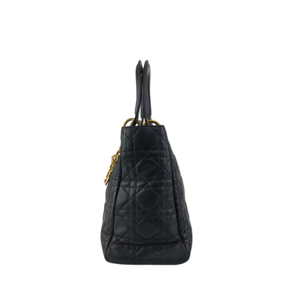 Christian Dior Lady Dior Cannage Charm Handbag Black Vintage 5udh48