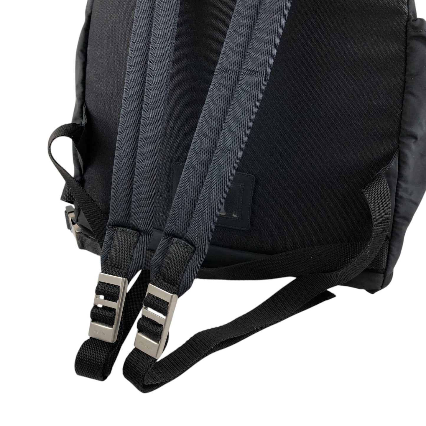 PRADA Tessuto Triangle Logo Double Pocket Backpack Black Vintage bpk4w7