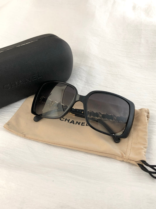 CHANEL Coco Mark Sunglasses Black 5208Q Vintage zxav3n