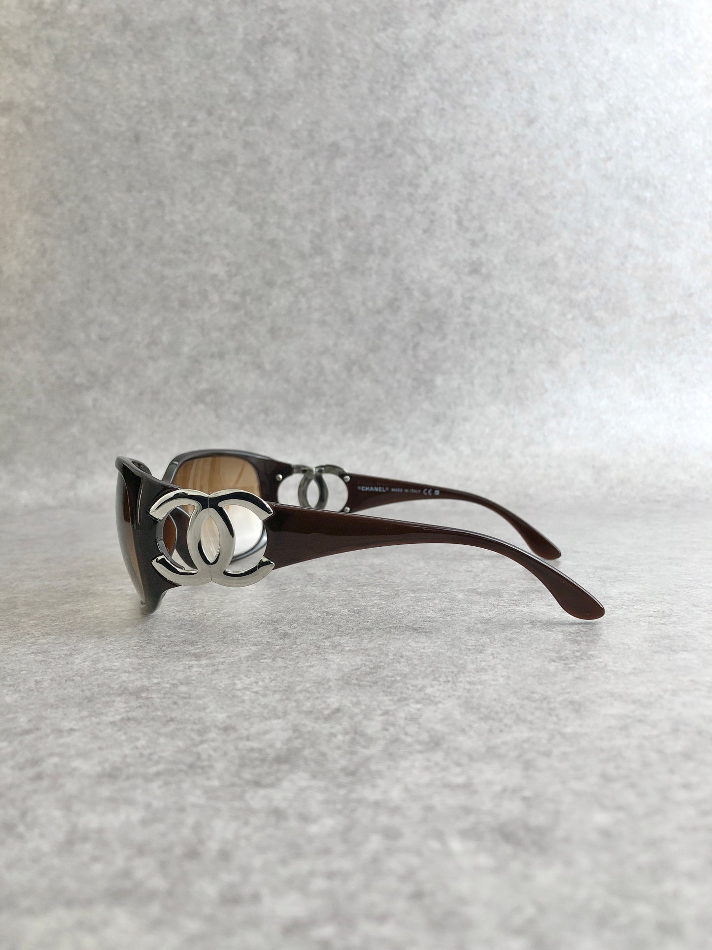 CHANEL Coco Mark Sunglasses Brown Vintage 2naxv6
